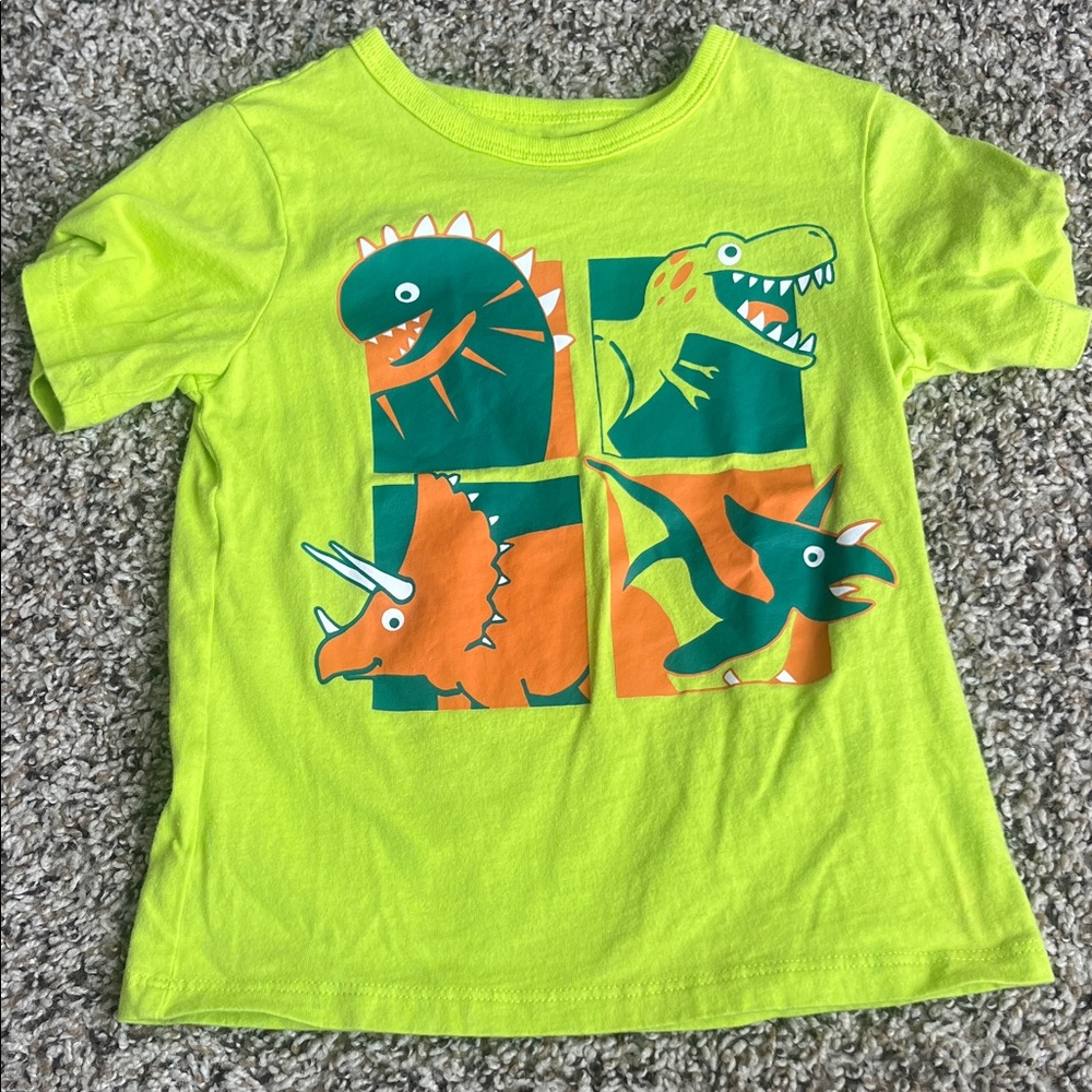 The Children's Place Dino Adventure Tee - Lime Green & Orange